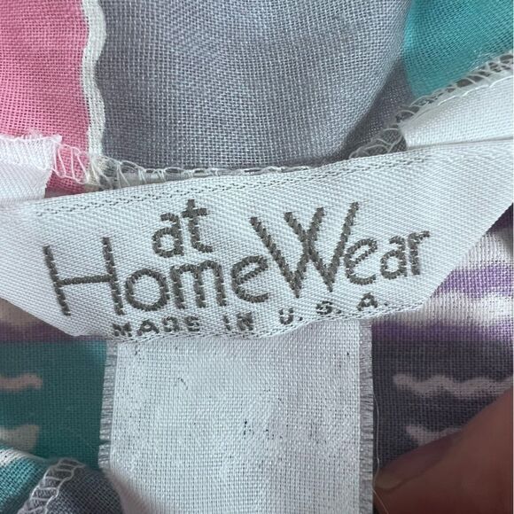 Vintage Sears At Home Wear Pastel Pink Gray Blue Floral Muumuu Dress - Picture 7 of 14